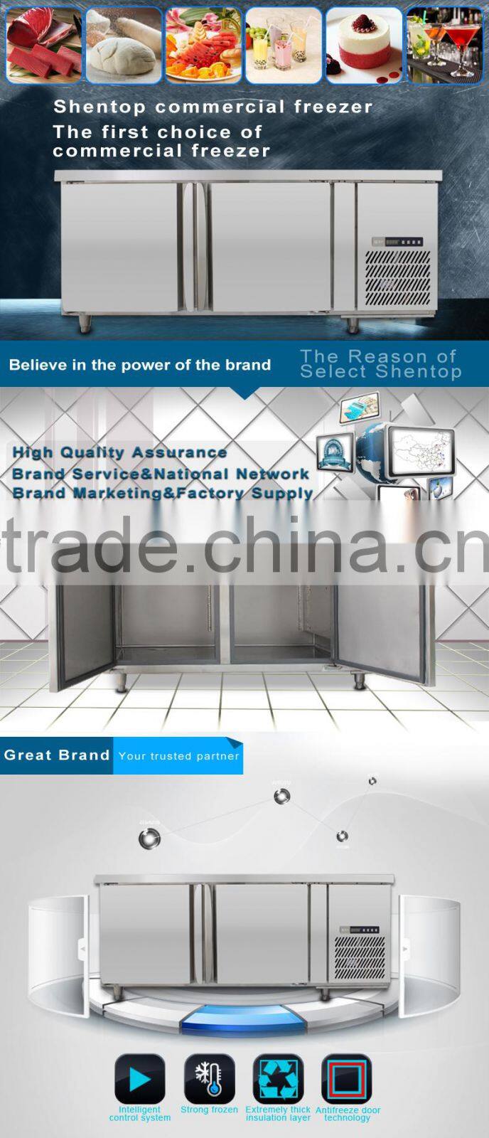 Shentop STLG-A15ZP Microprocessor Control Stainless Steel Worktops Refrigerators and Freezers