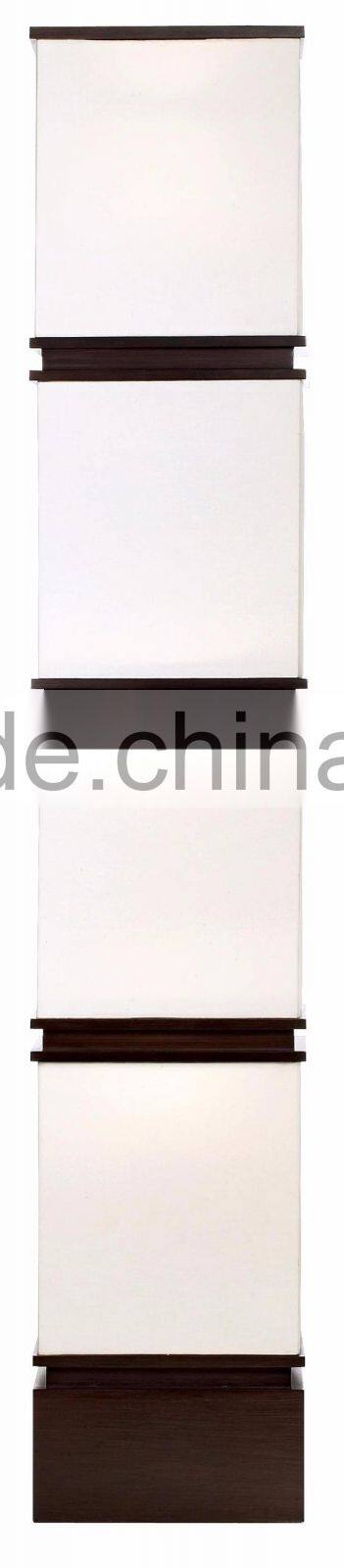 1026-5 glass reflector bowl deep coffee wood accents white linen shades bold lighting style Floor Lamp