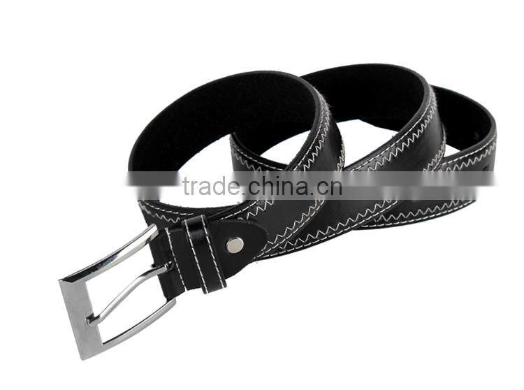 Wholsale Black Color Sewing Mans Belt PU Material Belt