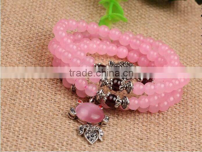 Natural Rose Quartz Crystal Beads Bracelets for wedding souvenir wholesale