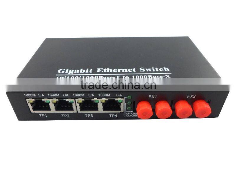 2SFP ports & 4 RJ45 ports fiber optic media converter , 10/100/1000Base fiber optic transceiver