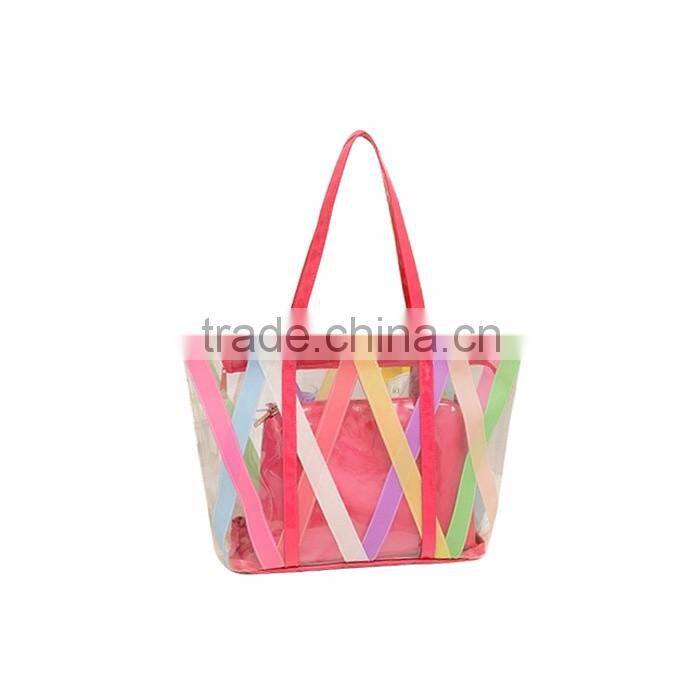 Hot selling fashion pvc beach bag with handle