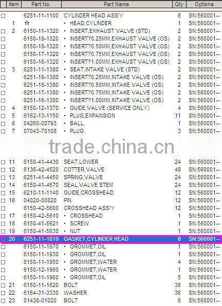 Excavator engine parts PC450-8 cylinder head gasket cylinder head gasket