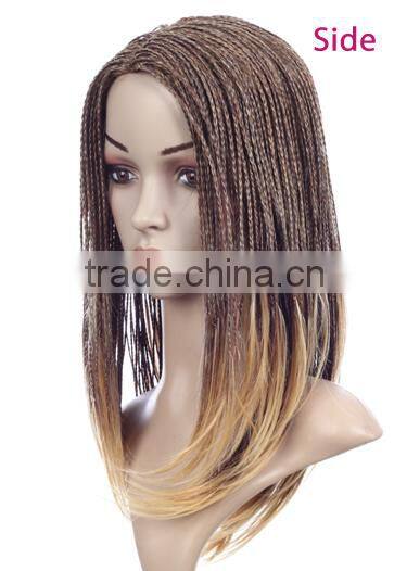Blonde kinky twist afro braided wig lace front african box micro braid wig