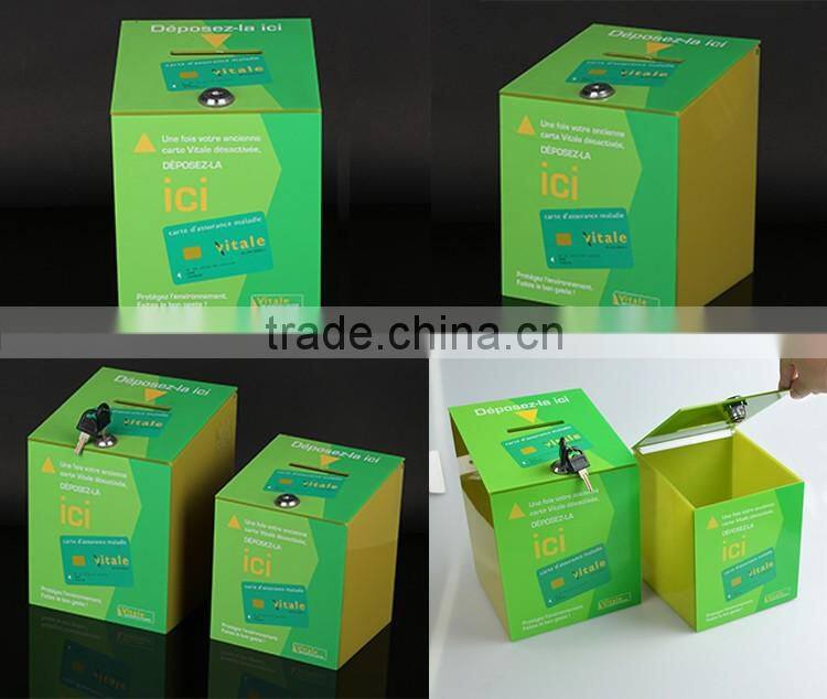 OEM High Quality Silk-screening Logo Acrylic Donation Box With Lock