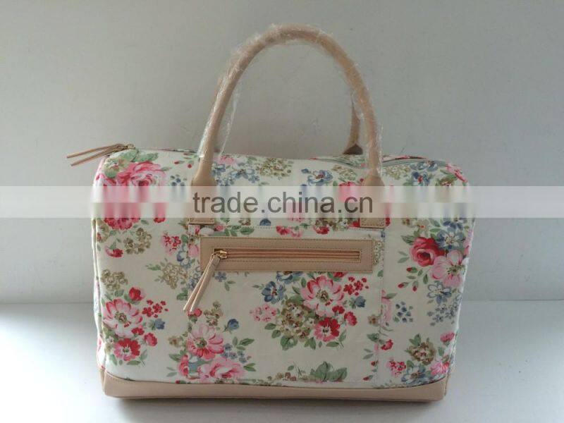 Pringted Canvas travel bag with cosmetic bag
