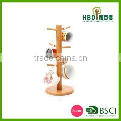 Wooden/ Bamboo Mug Tree Holder With Coasters /bamboo Cup Holder