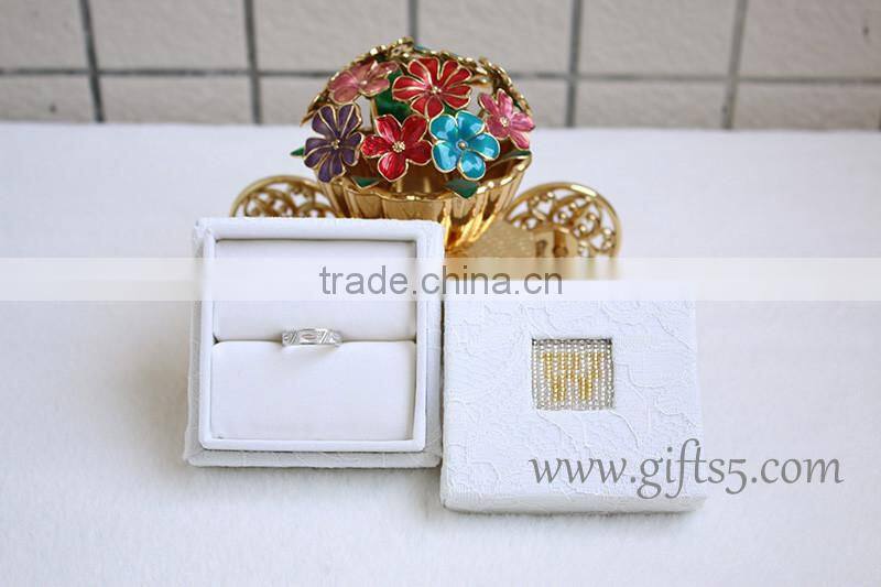 Unique creative ring boxes wedding ring bearer box with beaded name plate of W
