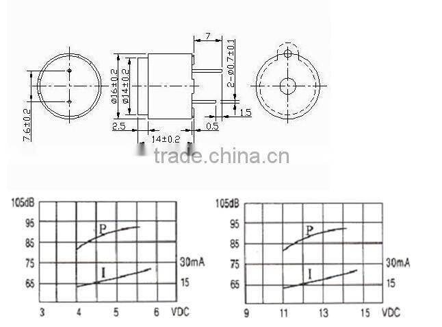 5v 12v Piezo Electric Sounder,magnetic buzzer