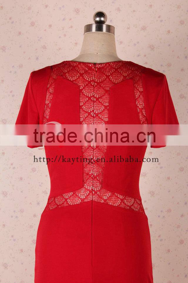 Simple short sleeve spandex cotton mermaid evening long dress