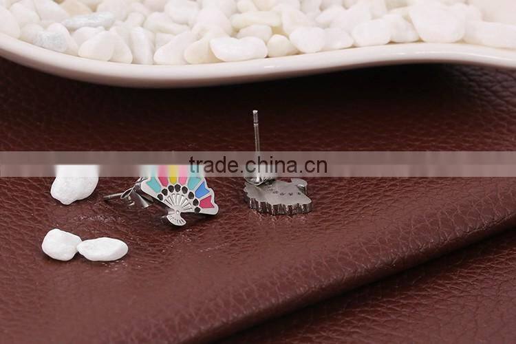Fancy stainless steel colorful fan shaped jewelry personalized jewelry with promotion price