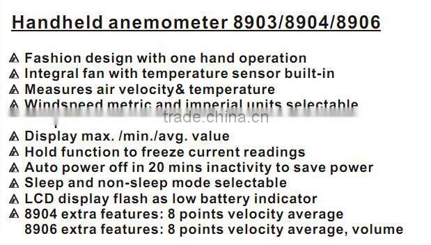 AZ8903 Digital Integral Anemometer Fan Air Flow Meter