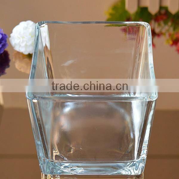 Square glass candle holder candle jar with large capacity 45oz