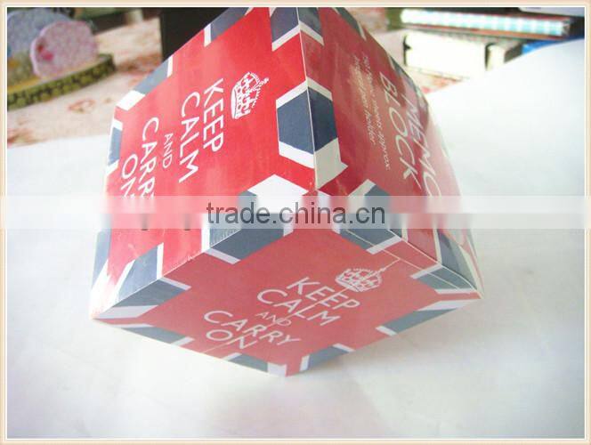 color paper memo cube,paper memo cube with pen hole