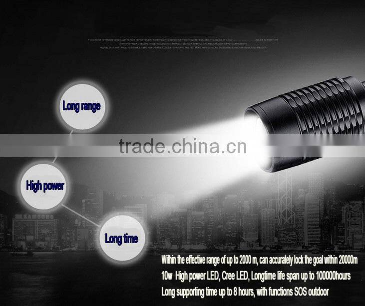 waterproof alluminum alloy led flat torch 2000lm