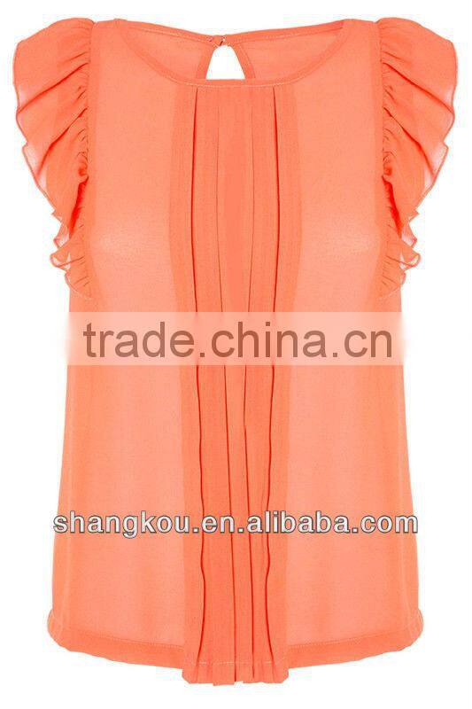 Ruffle Sleeve Korean Style Stylish Tops For Women 2016