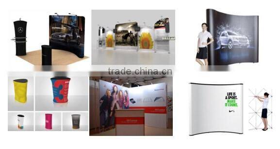 Tension display stretch fabric for exhibition frame systems
