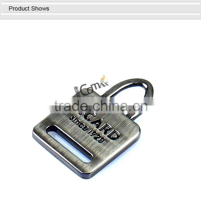 Mini rectangular alloy brush gun metal custom zipper puller