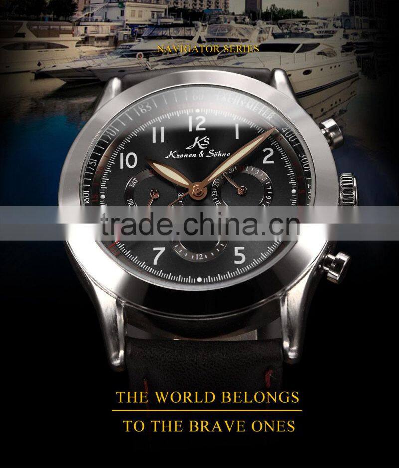 KS Navigator Automatic Mechanical Analog Men Leather Band Watch