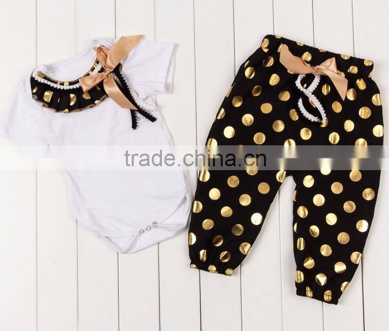 Super Cute Newborn Baby Girls Light Pink Short Sleeve Romper Matching Polka Dot Pants Summer Kids Cotton Pajamas Baby Romper Set