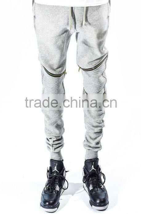 BIKER ZIP JOGGERS GREY moto jogger pants gym pants (lotbike069)