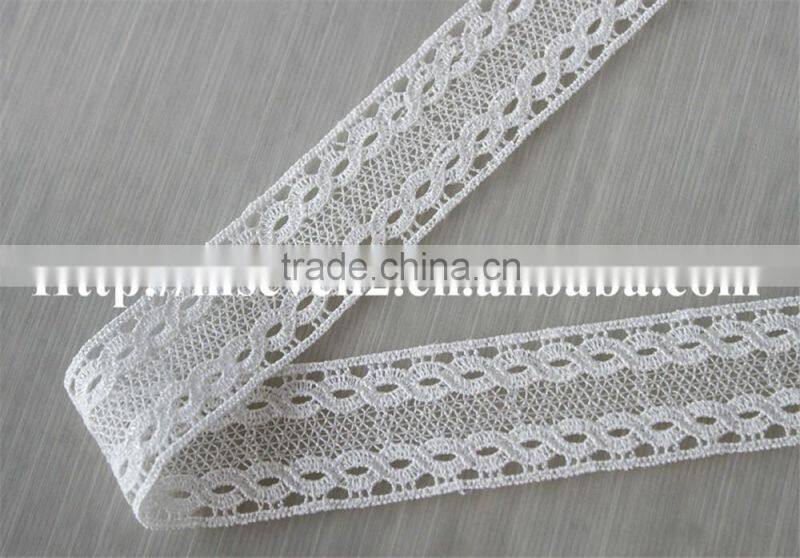 factory wholesale high quality white 3cm polyester yarn lace for sale