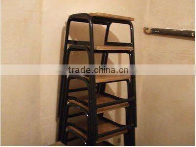 Retro style Wooden Stool wiith steel feet