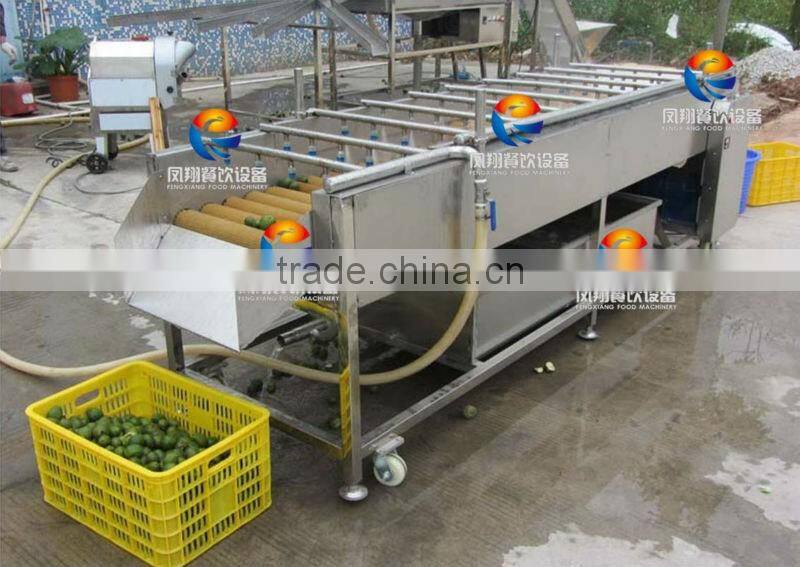 Spray Type Fruit/Melons/Vegetable Washing Machine with roller brushes