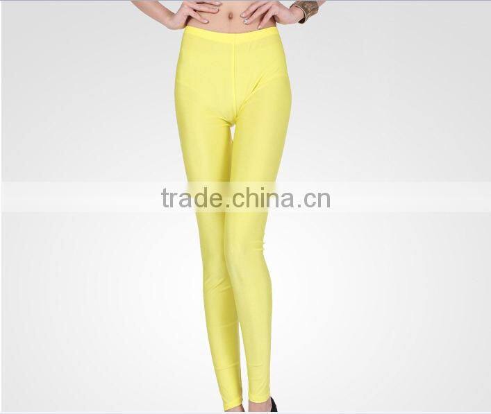 2014 Korean Sexy Ladies High Elastic Leggings Neon Shiny Bright Stretch Tights Colorful Leggings