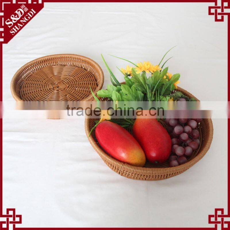 Round shape rattan craft fruit proofing basket for supermarket storage