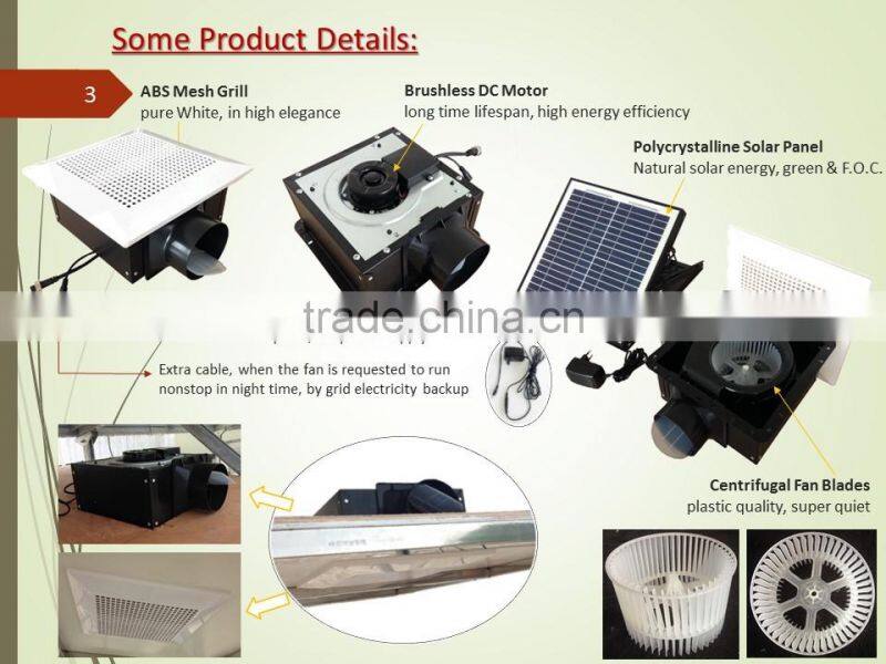 SUNNY Ceiling Mounted 30W Solar Panel Powered Plastic type Roof Ventilator Air Exhaust Fan