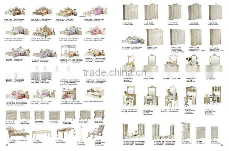 Elegant Wooden Bedroom Furniture, Exquisite Wood Carved Bedroom Set, Button Tufted Upholstery Solid Wood Bed