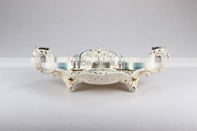 BISINI Luxury Bowls, Home Decorative Items Ceramic Fruit Bowl, Royal Blue Series High Foot Bowl (BF01-S331-01A)