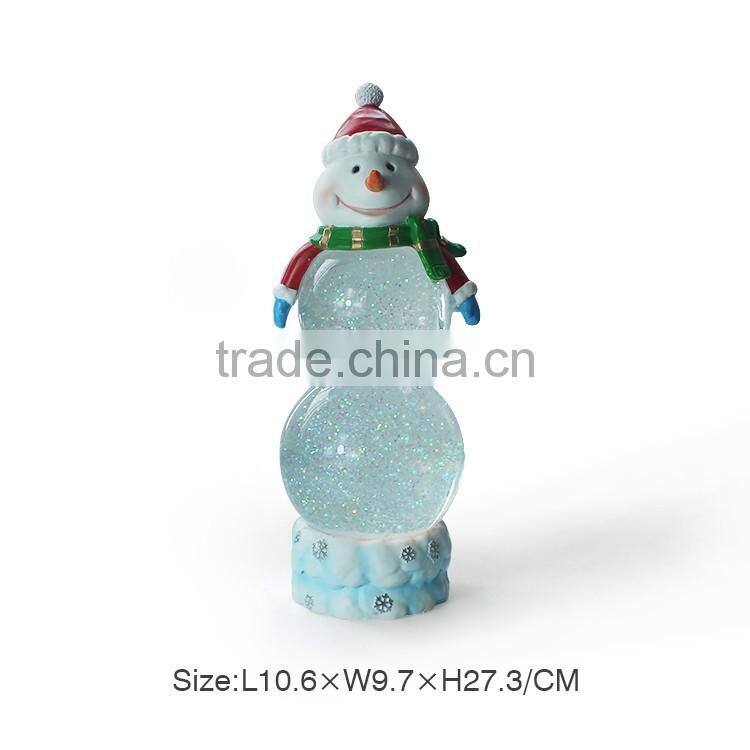 Polyresin Cute Snowman Customized Christmas Glass Snow Water Ball Decoration Resin Unique Shape Snowman Snow Globe