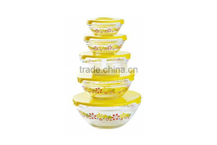 wholesale cheap daily use glass soup bowl salad bowl, 5pcs glass bowl set