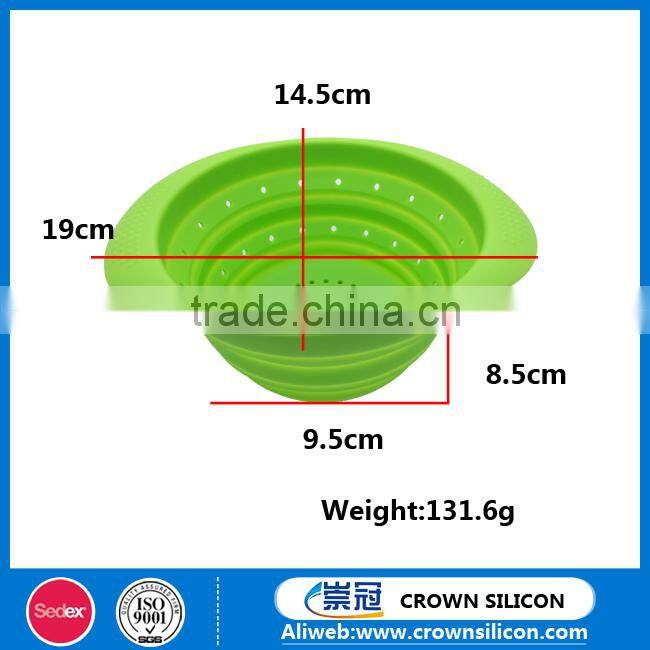 Food grade material unbreakable kitchenware collapsible silicone colander