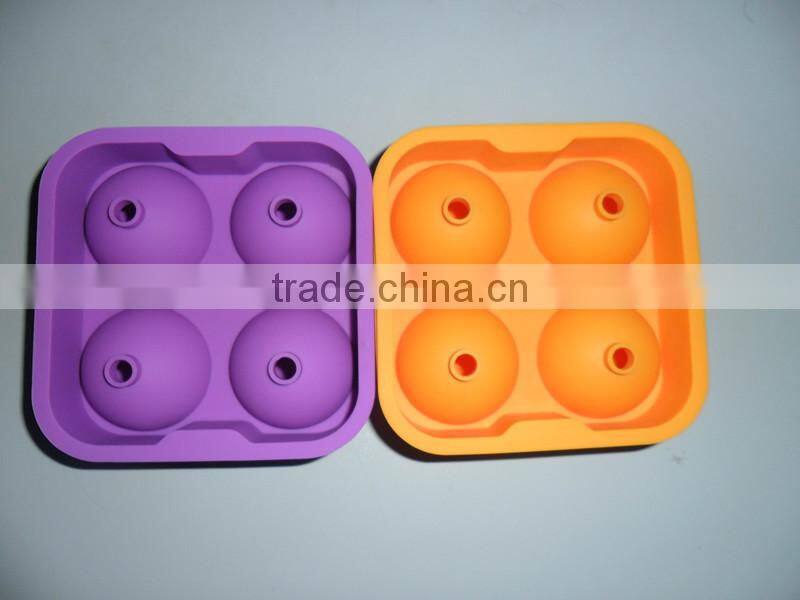 New Round Silicone Ice Balls Maker Tray FOUR Large Sphere Cube Molds