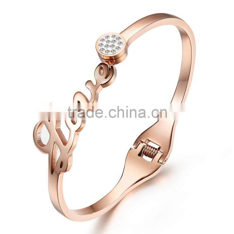 New Design Lady Jewelry Love Bracelet Rose Gold Color Titanium Steel Bracelet Bangle