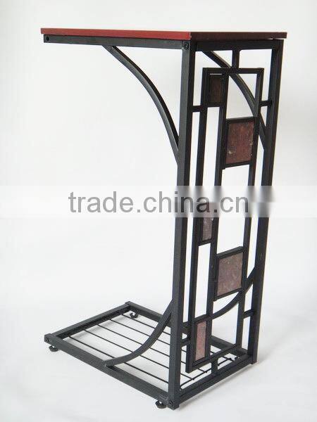 RH-4520 Living room Geometric Design Artificial Slate-Trimmed MDF top metal Sofa Side Table