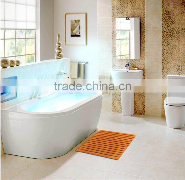 111Natutal solid wooden bathroom shower floor mat non-slip wood mat