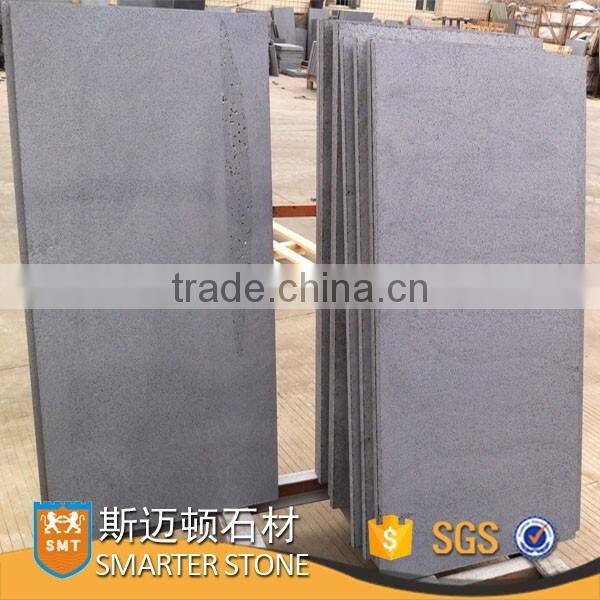 Absolute black flamed finishing black basalt tiles cheap price