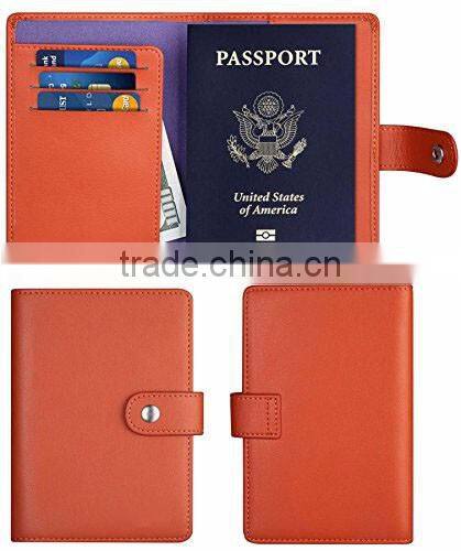 Customized Personalized black grain leather passport holder with card slot