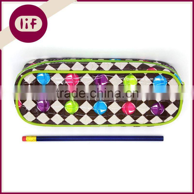 Novelty Oval Profile Stone Pattern Candy Printing PP Pencil bag, With Candy Printing PP Pencil Bag, Glossy PP Pencil Bag