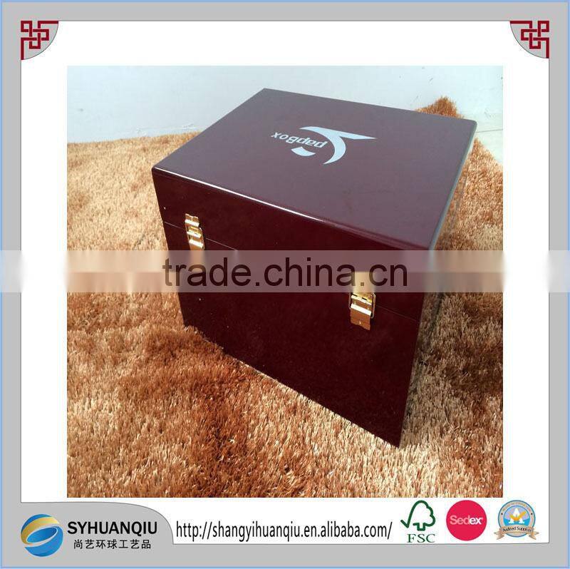 luxury wooden jewelry box with glossy painting and foam inside