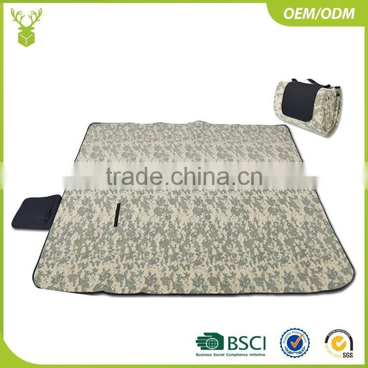 Folding beach mat picnic BBQ mat with strap pocket outdoor camping blanket