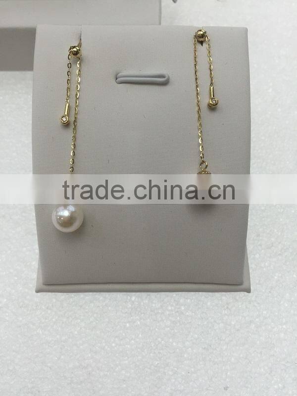 7-7.5mm white akoya pearl earrings with 14k gold stud