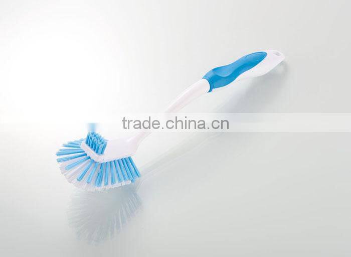 2015 New design two porpose use plastic kitchen washing dish brush with soft grip handle