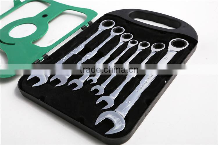 7Pcs Metric Mirror Surface Combination Ratchet Wrench with Flexible Head