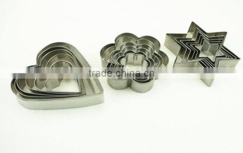 47033 18 pcs star heart flower Shape Cake cookie cutter ,fondant cake decorating tools