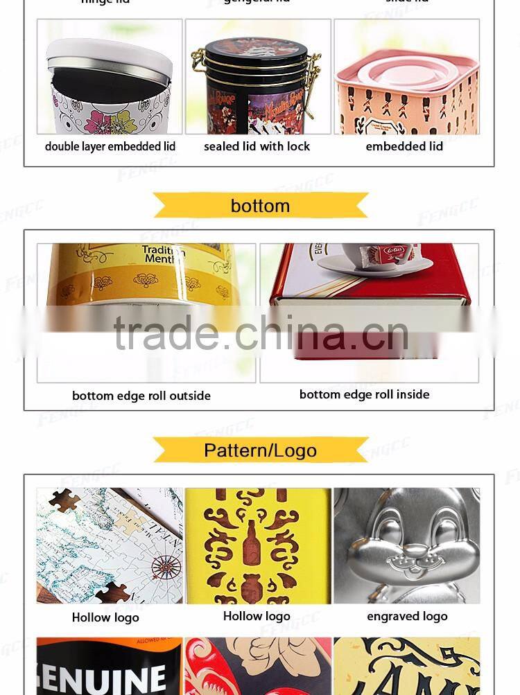 Hot Promotion customized embossed color logo flat square / rectangle metal tin box